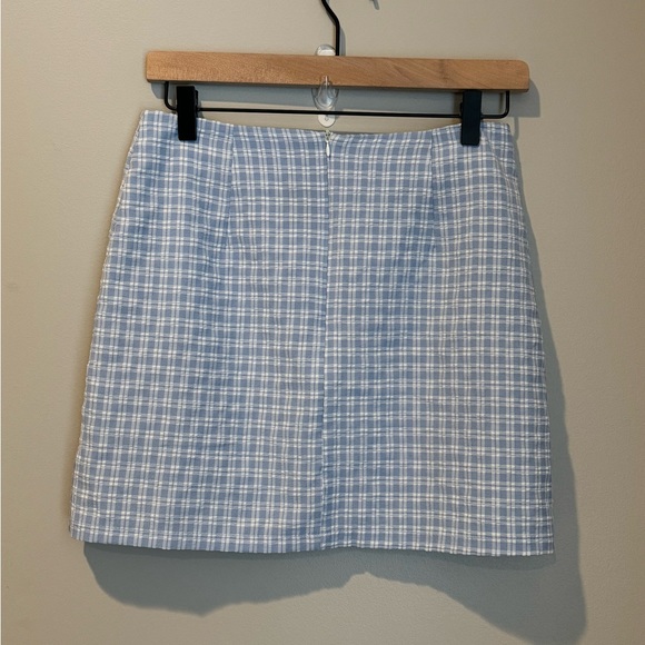 SHEIN Light Blue & White Plaid High Waisted Mini Skirt - Picture 3 of 8